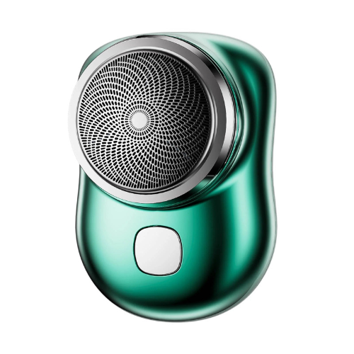 PowerTrim USB Cordless Rechargeable Electric Shaver for All, sleek green design with precision blades for smooth shaving.