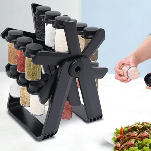 SpiceWheel Elegant Rotating Ferris Style Kitchen Rack Set for organized spices
