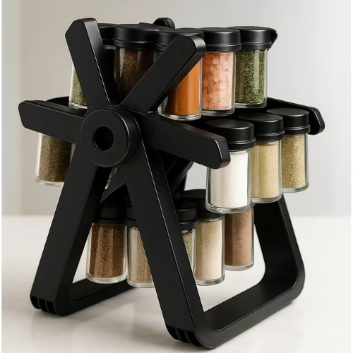 SpiceWheel Elegant Rotating Ferris Style Kitchen Rack Set for organized spices