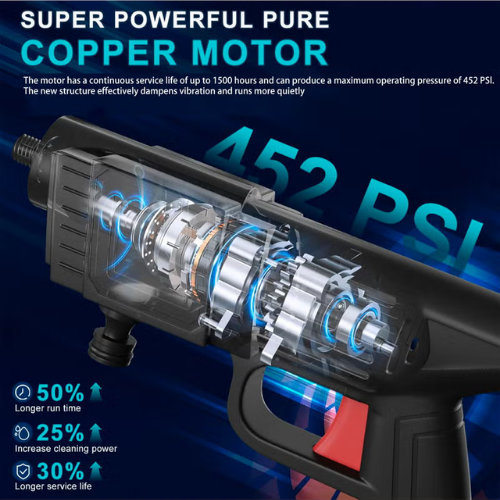 Cordless High-Pressure Portable Power Washer for Cars with attachments for versatile cleaning.