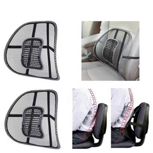 Comfort Mesh Ergonomic Back and Lumbar Support Pillow for improved posture and comfort while sitting in a car or office chair.
